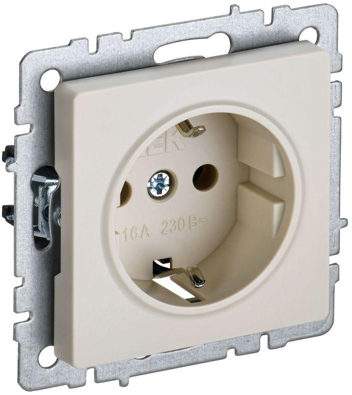 Розетка BRITE РС14-1-0-БрКр 16А с заземл. защ. шторки механизм беж. IEK BR-R14-16-K10