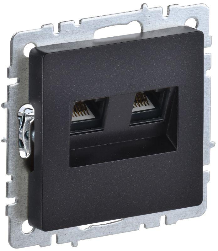 Розетка компьютерная двойн. СП RJ45 кат.5E BRITE РК10-2-БрЧ механизм черн. IEK BR-K20-1-K02